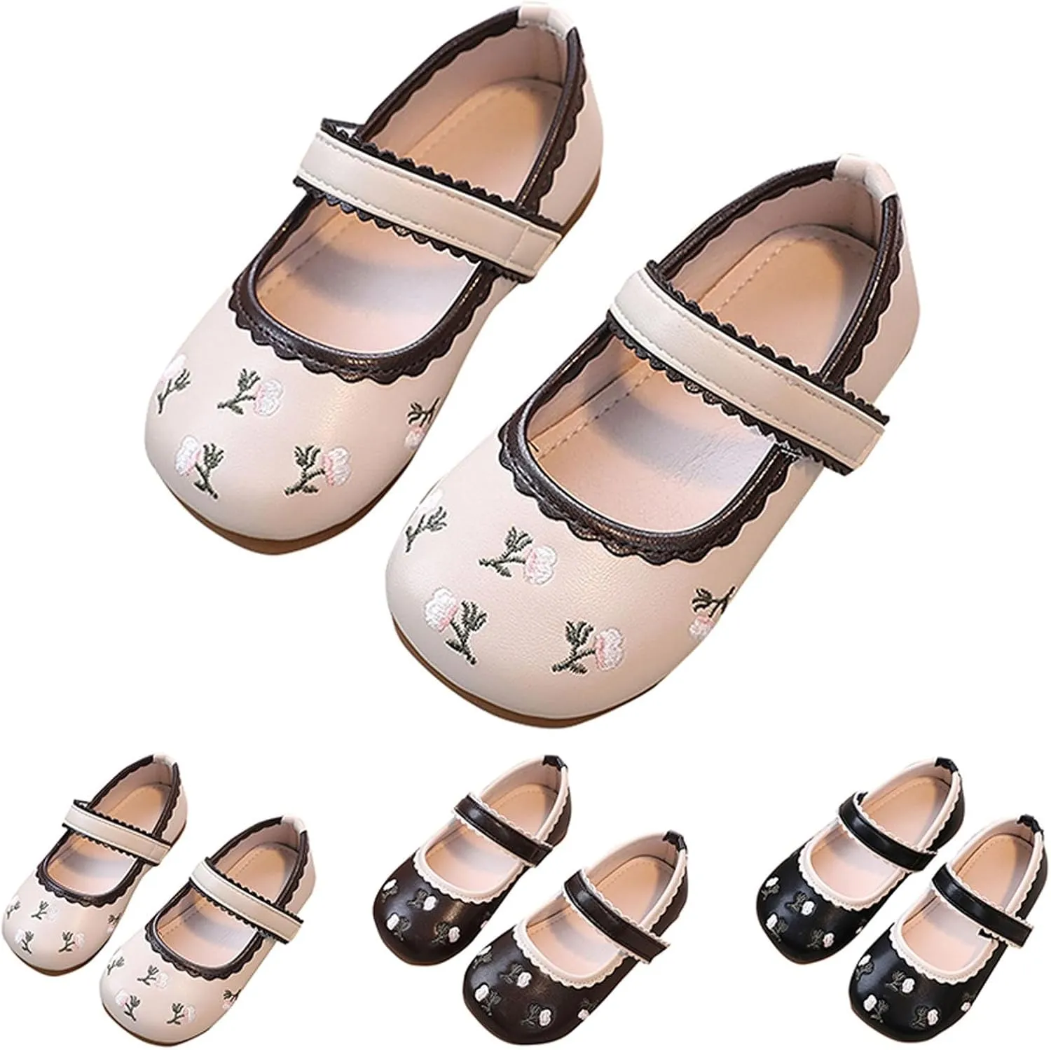 Girls Dress Shoes Mary Jane Shoes Wedding Party Flower Girl School Shoes Slip on Flat for Little/Big Kids Kids Shoes