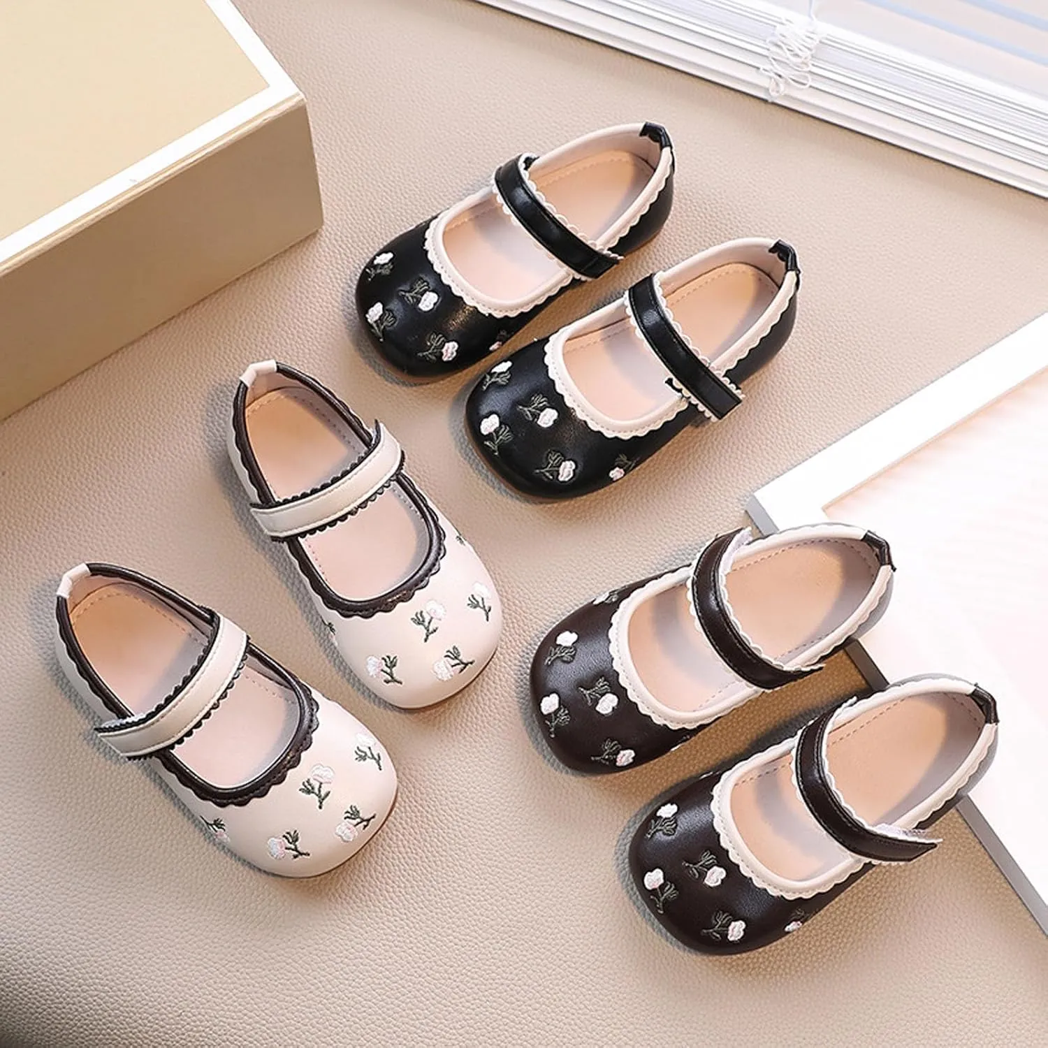 Girls Dress Shoes Mary Jane Shoes Wedding Party Flower Girl School Shoes Slip on Flat for Little/Big Kids Kids Shoes