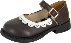 Girls Dress Shoes Toddler Flower Girl Low Heels Mary Jane Flat for School Uniform Wedding (Little/Big Toddler Shoes