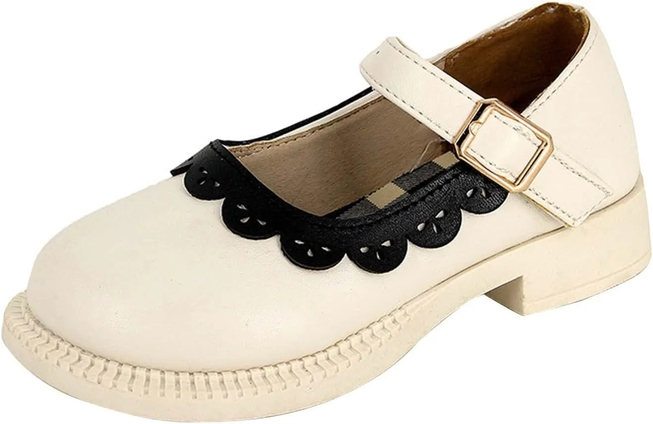 Girls Dress Shoes Toddler Flower Girl Low Heels Mary Jane Flat for School Uniform Wedding (Little/Big Toddler Shoes