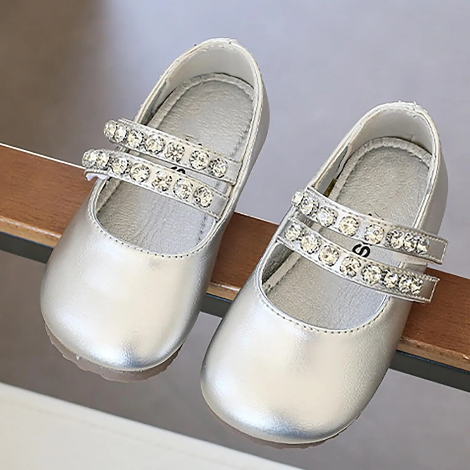Girls Mary Jane Flats Toddler Little Girls Dress Shoes with Pearl Princess Wedding Party Uniform Baby Girl Shoes