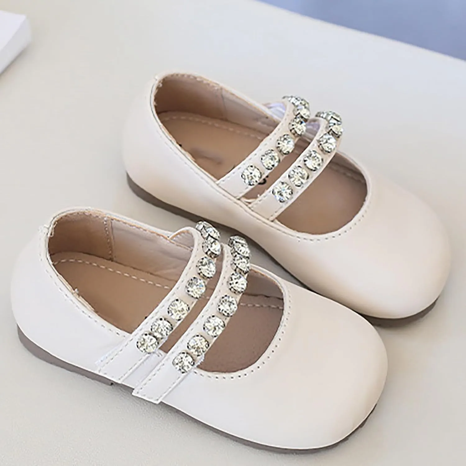 Girls Mary Jane Flats Toddler Little Girls Dress Shoes with Pearl Princess Wedding Party Uniform Baby Girl Shoes