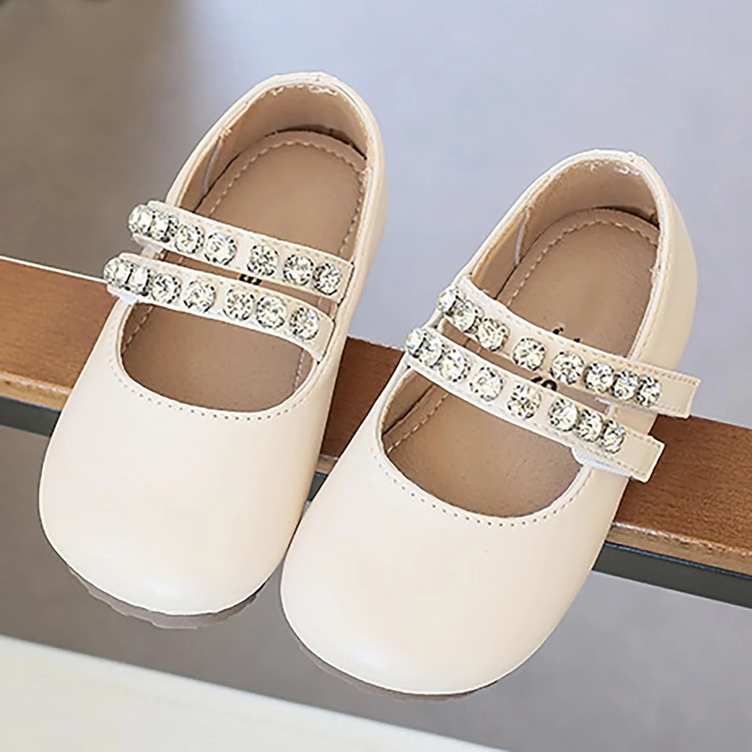 Girls Mary Jane Flats Toddler Little Girls Dress Shoes with Pearl Princess Wedding Party Uniform Baby Girl Shoes