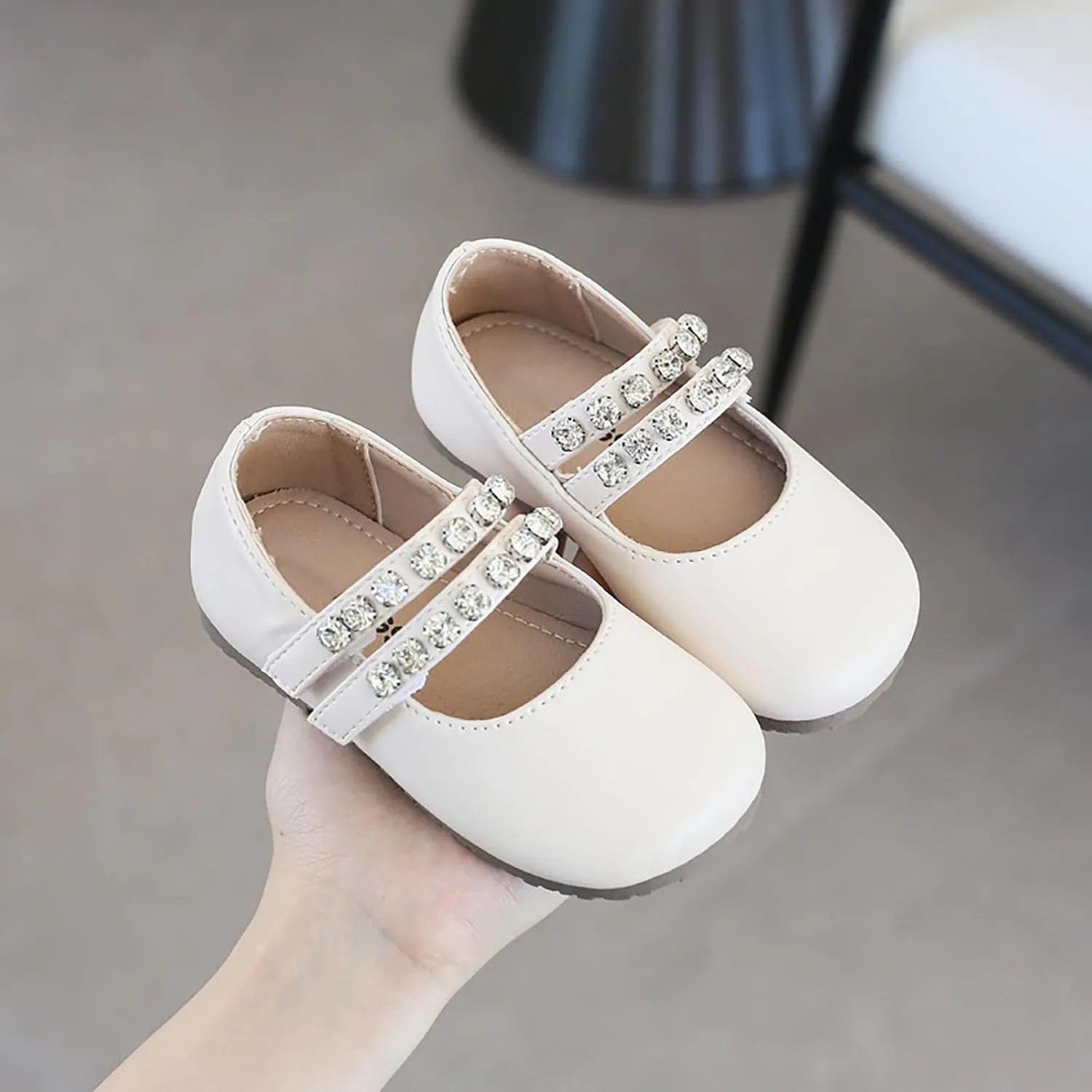 Girls Mary Jane Flats Toddler Little Girls Dress Shoes with Pearl Princess Wedding Party Uniform Baby Girl Shoes