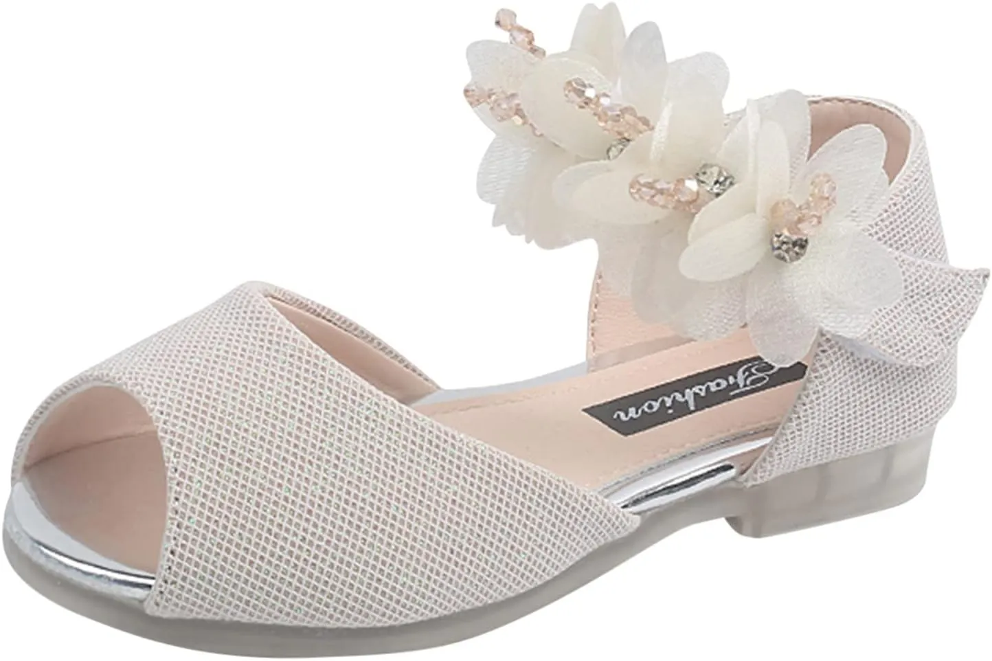 Girls Rhinestone Flower Shoes Low Heel Flower Wedding Party Dress Pump Shoes Princess Shoes for Kids Princess Sandals