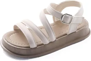 Girls Sandals Fashion Summer Strappy Flats Gladiator Sandals Shoes Open Toe Cute Flats Dress Sandals For Toddler/Little Kid/Big Kid