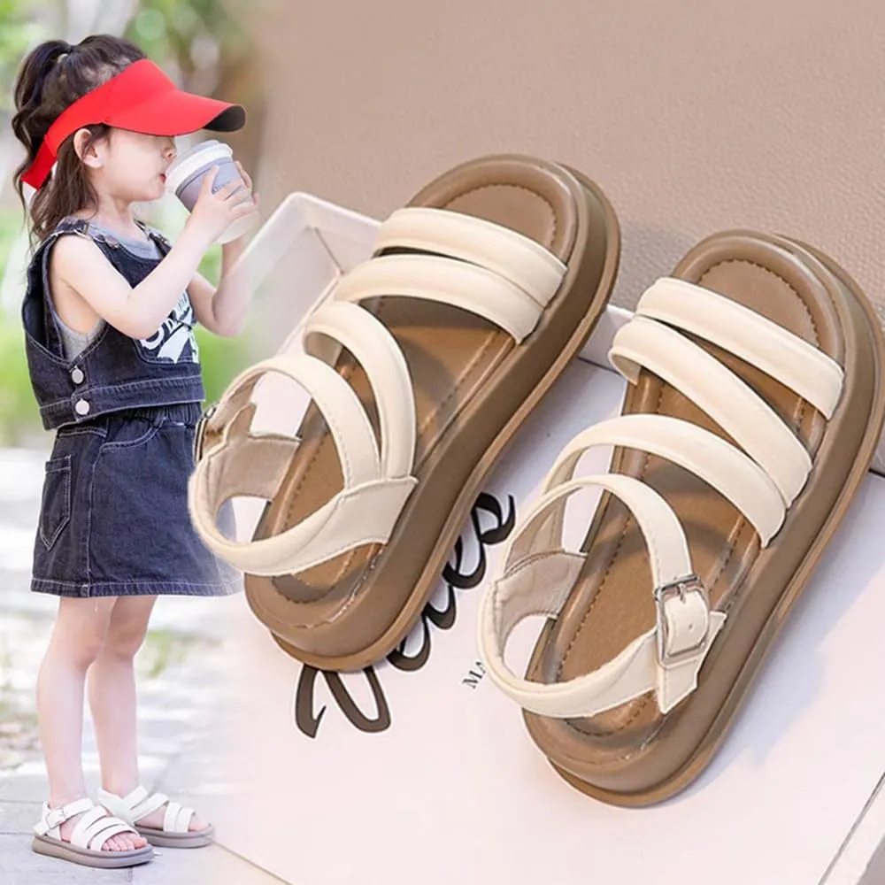 Girls Sandals Fashion Summer Strappy Flats Gladiator Sandals Shoes Open Toe Cute Flats Dress Sandals For Toddler/Little Kid/Big Kid