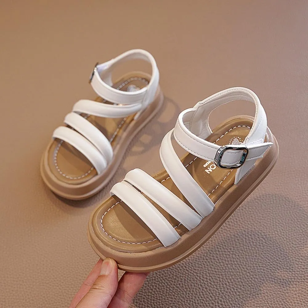 Girls Sandals Fashion Summer Strappy Flats Gladiator Sandals Shoes Open Toe Cute Flats Dress Sandals For Toddler/Little Kid/Big Kid