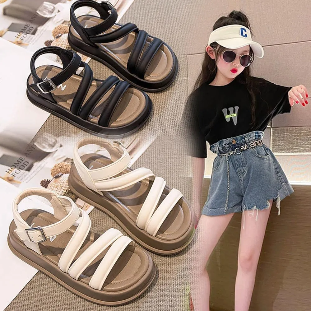 Girls Sandals Fashion Summer Strappy Flats Gladiator Sandals Shoes Open Toe Cute Flats Dress Sandals For Toddler/Little Kid/Big Kid