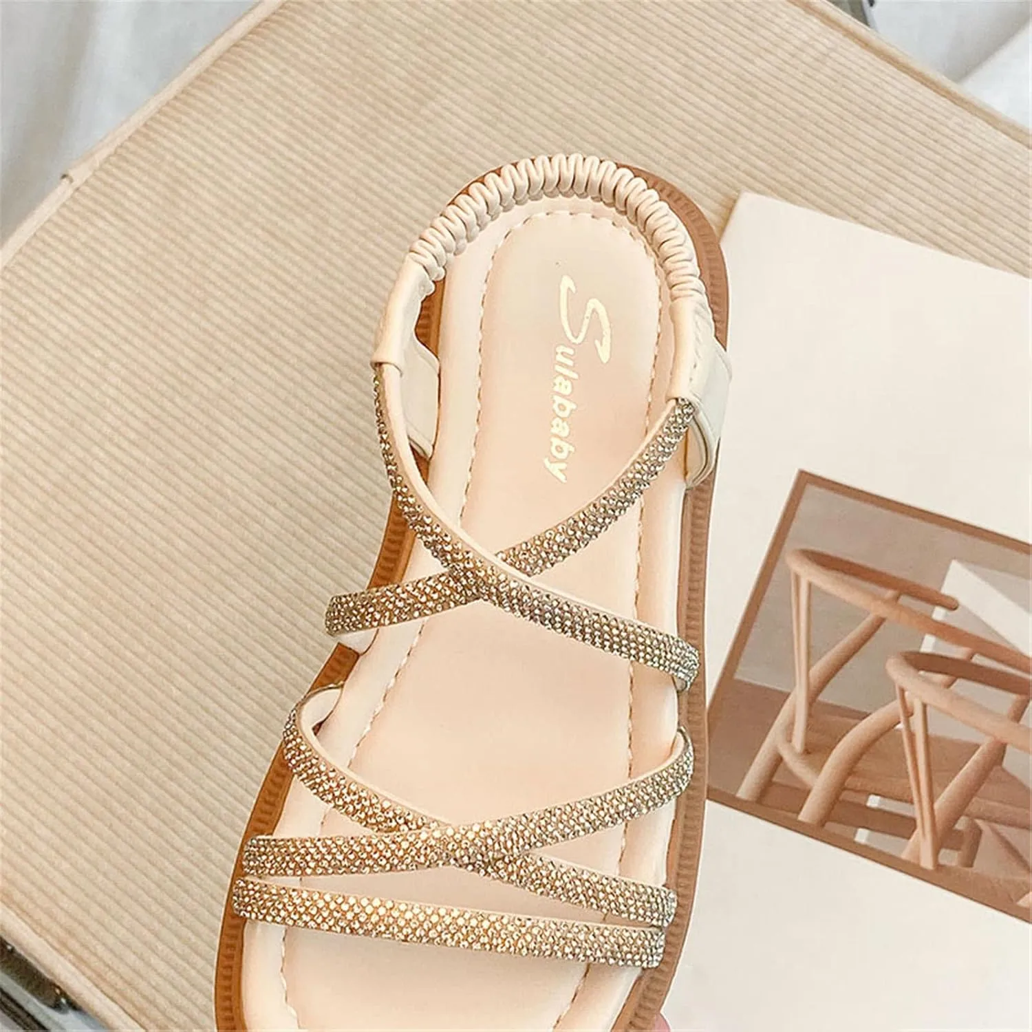 Girls Sandals Open Toe Mesh Rhinestones Design Sandals Flat Sandals Summer Dress Shoes High Heels for Kids Size 13 (Yellow, 3 Big Kids)