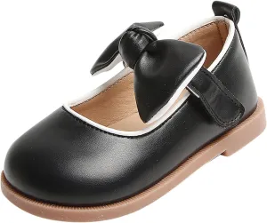 Girls School Dress Shoes Flower Girl Ballet Bow Flat Wedding Party for Toddler Little Kid Thick Sole Flat Kids Shoes