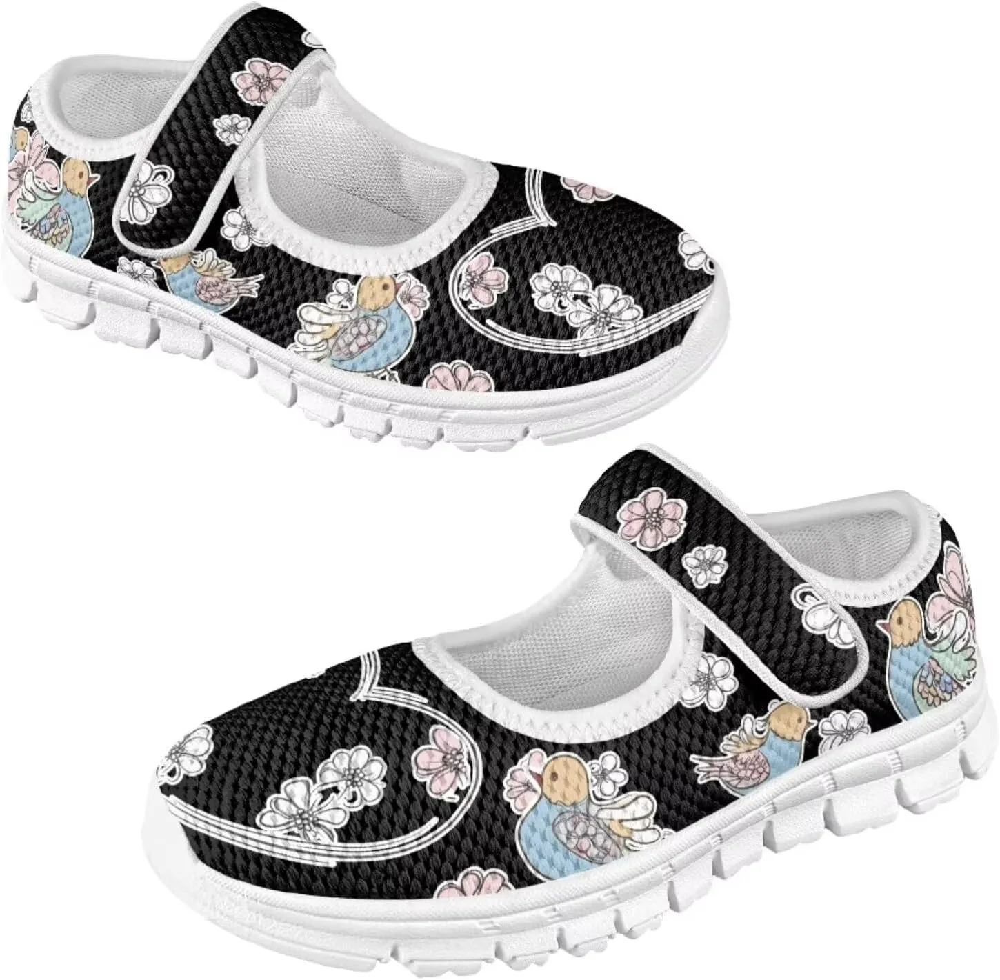 Girls School Uniform Shoes Cartoon Rooster Little Girl Mary Jane Flats Mesh Sneaker Kids Running Shoes Wedding Party Flats Dress Shoes
