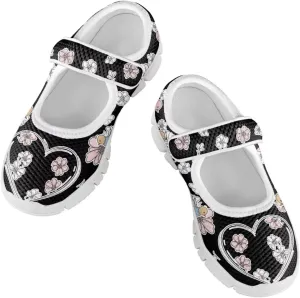 Girls School Uniform Shoes Cartoon Rooster Little Girl Mary Jane Flats Mesh Sneaker Kids Running Shoes Wedding Party Flats Dress Shoes