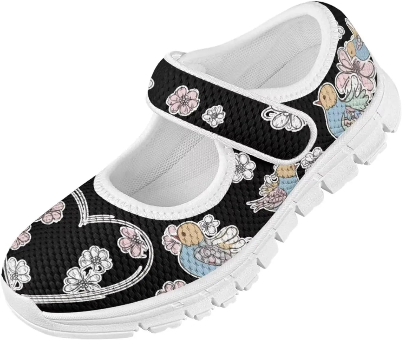 Girls School Uniform Shoes Cartoon Rooster Little Girl Mary Jane Flats Mesh Sneaker Kids Running Shoes Wedding Party Flats Dress Shoes