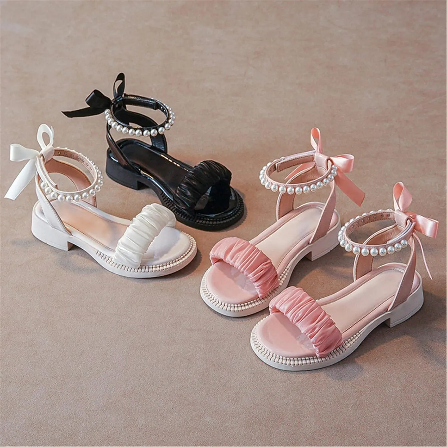 Kids Baby Girl's Sandals Fashion Pearl Bow Design With Princess Dress Princess Shoes Little Child/Big Water Shoes