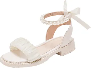 Kids Baby Girl's Sandals Fashion Pearl Bow Design With Princess Dress Princess Shoes Little Child/Big Water Shoes