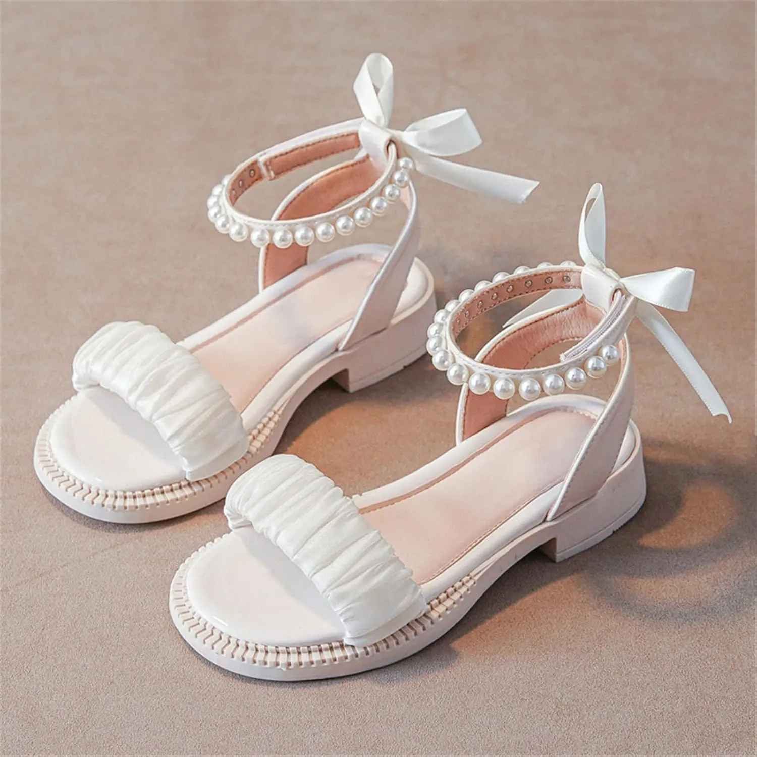 Kids Baby Girl's Sandals Fashion Pearl Bow Design With Princess Dress Princess Shoes Little Child/Big Water Shoes