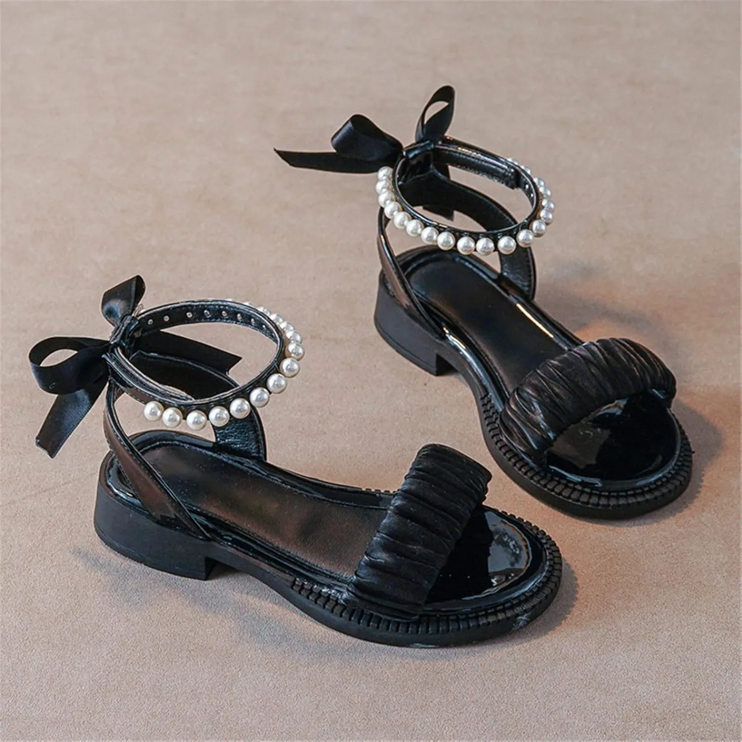 Kids Baby Girl's Sandals Fashion Pearl Bow Design With Princess Dress Princess Shoes Little Little Girl Dress