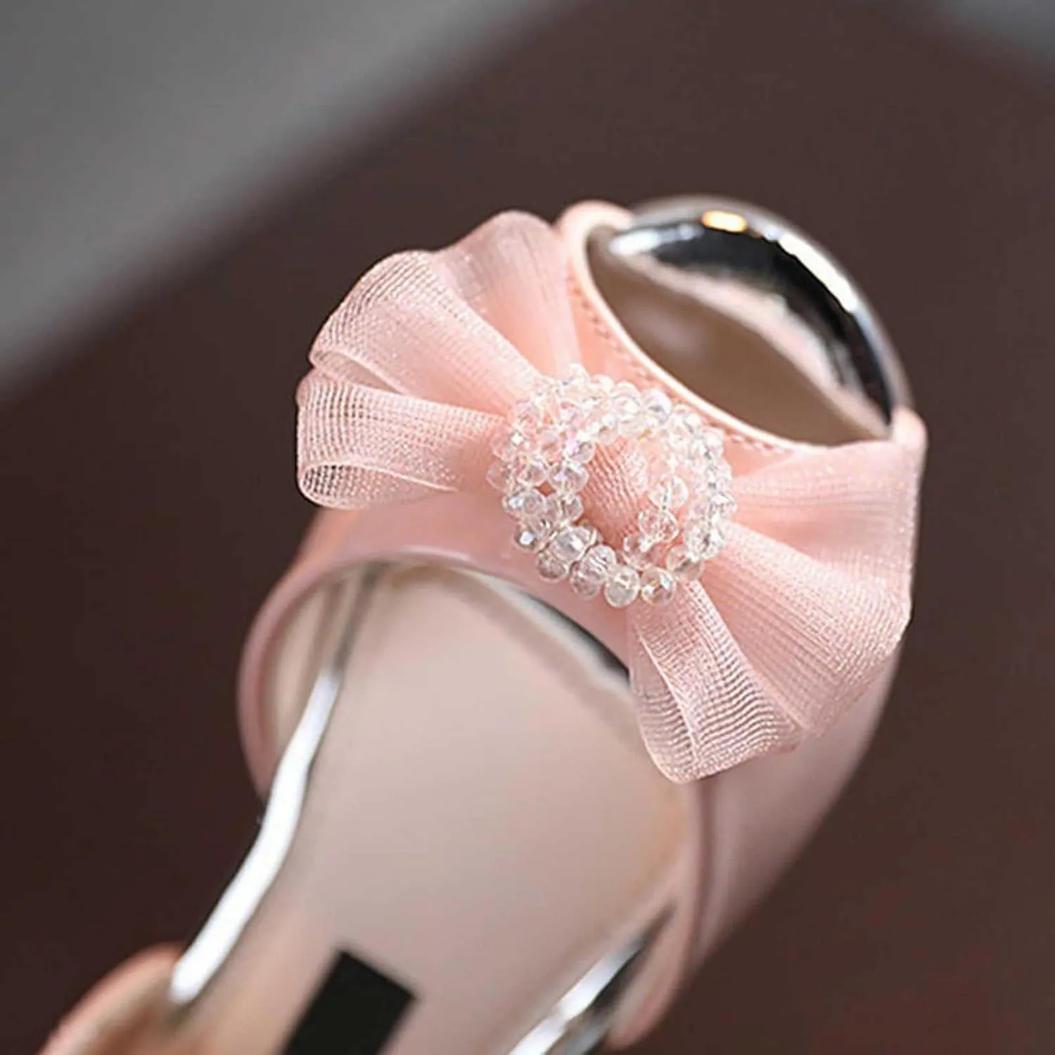 Little Girls Open Toe Heels Dress Shoes Flower Girl Mary Jane Sandals with Bow Wedding Party Shoes for Toddler Slides
