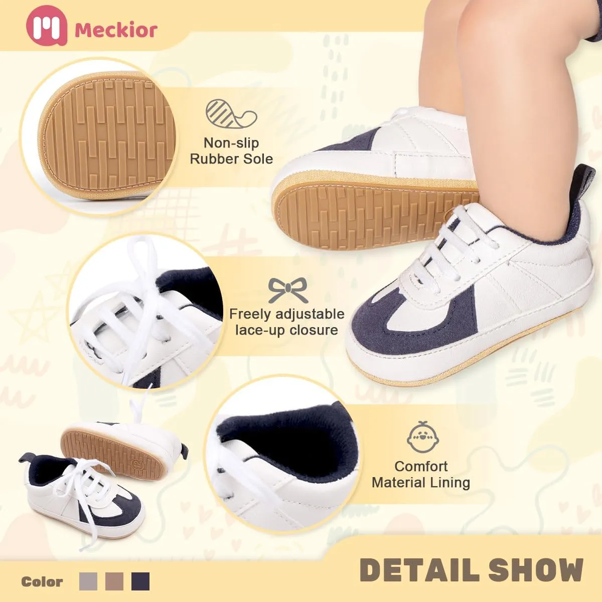 Meckior Infant Baby Girls Boys Canvas Shoes Soft Sole Toddler Slip On Newborn Crib Moccasins Casual Sneaker Austin Boy's Flat Lazy Loafers First Walkers Skate Shoe