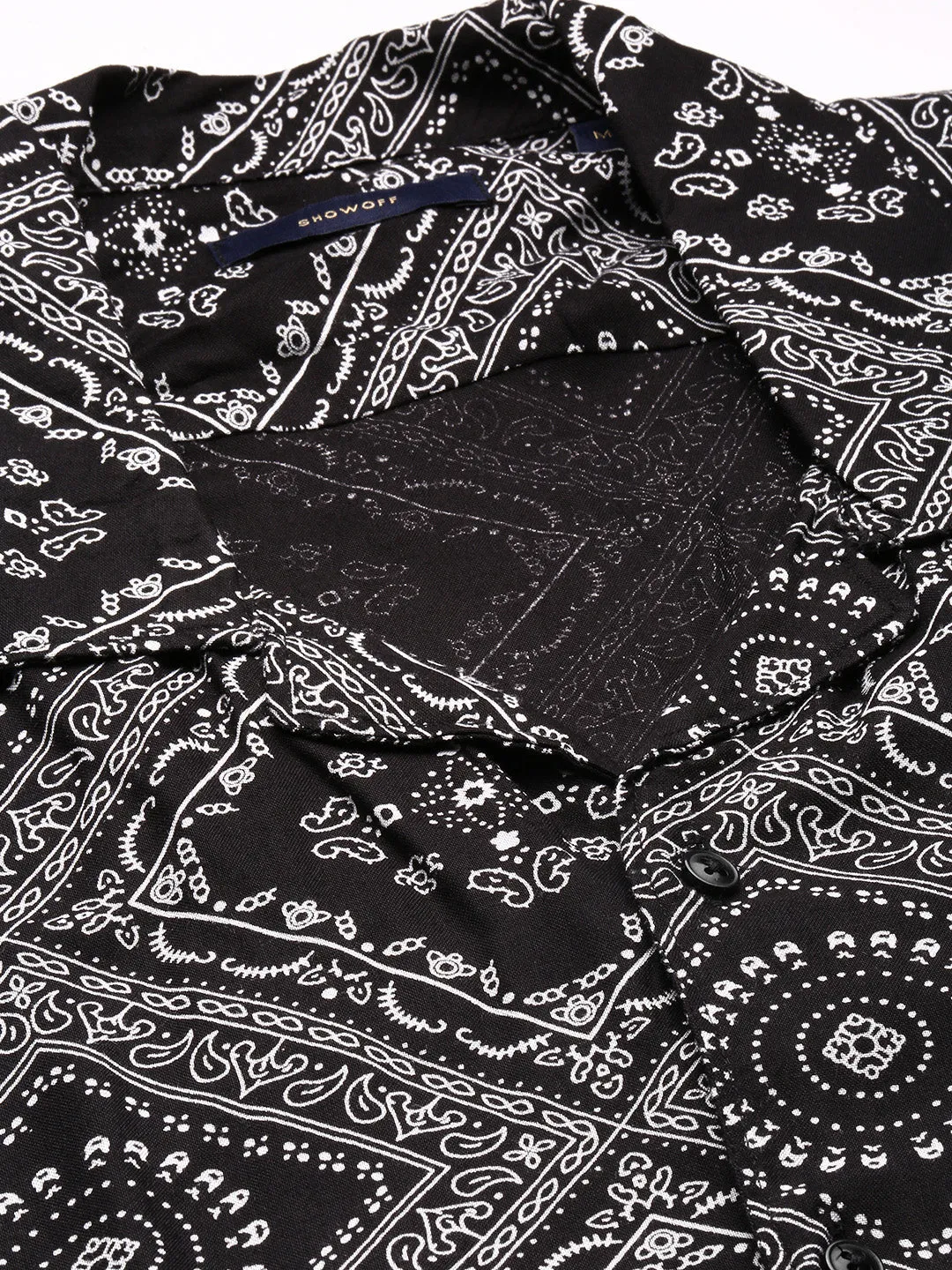 Men Black Ethnic Motifs Printed Shirt And Shorts