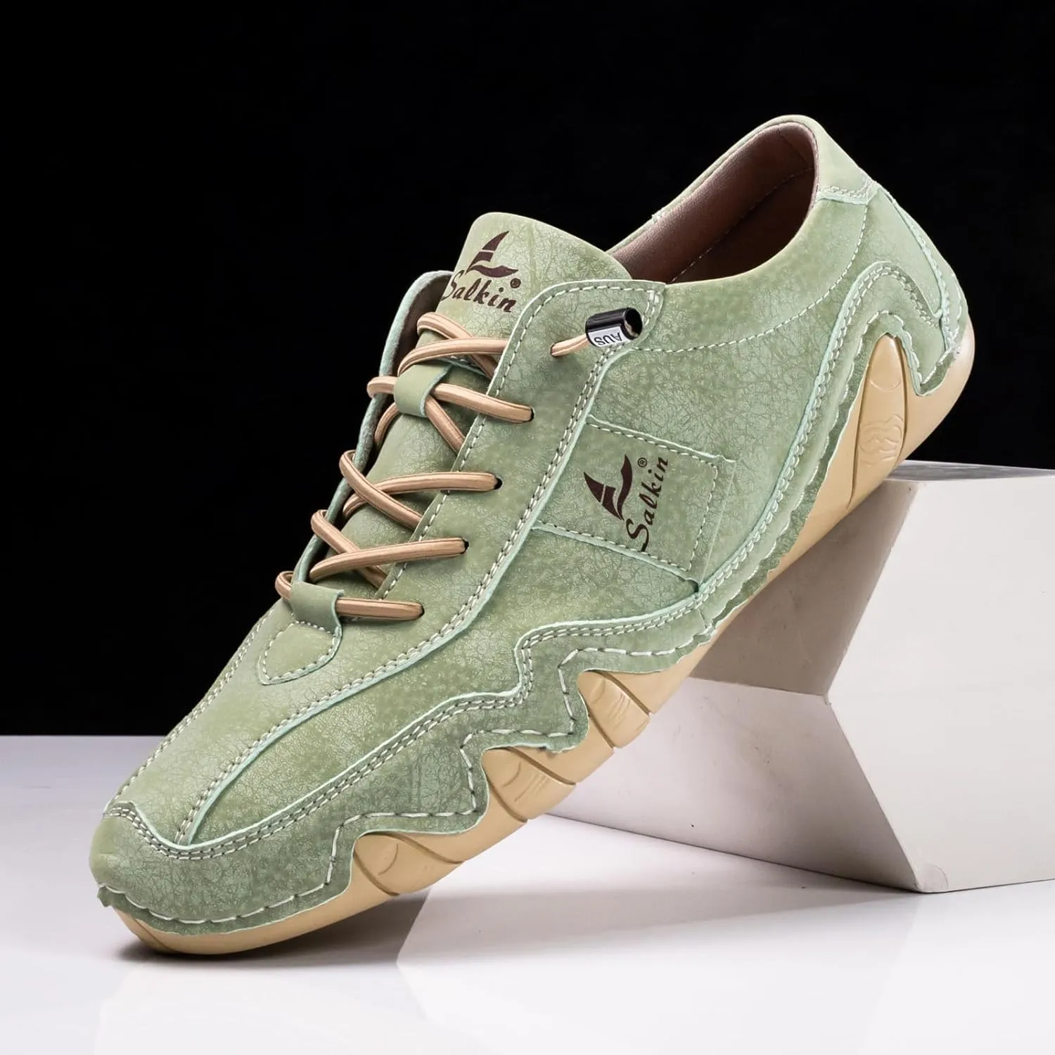 Men's Comfortable Barefoot Walking Shoes Fashion Lightweight Zero Drop Elastic Lace-up Slip-on Casual Driving Shoes
