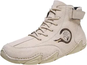 Men's High Top Hiking Shoes Lace Up Round Toe Athletic Sneaker Business Casual Shoes Comfort Formal Dress Shoe