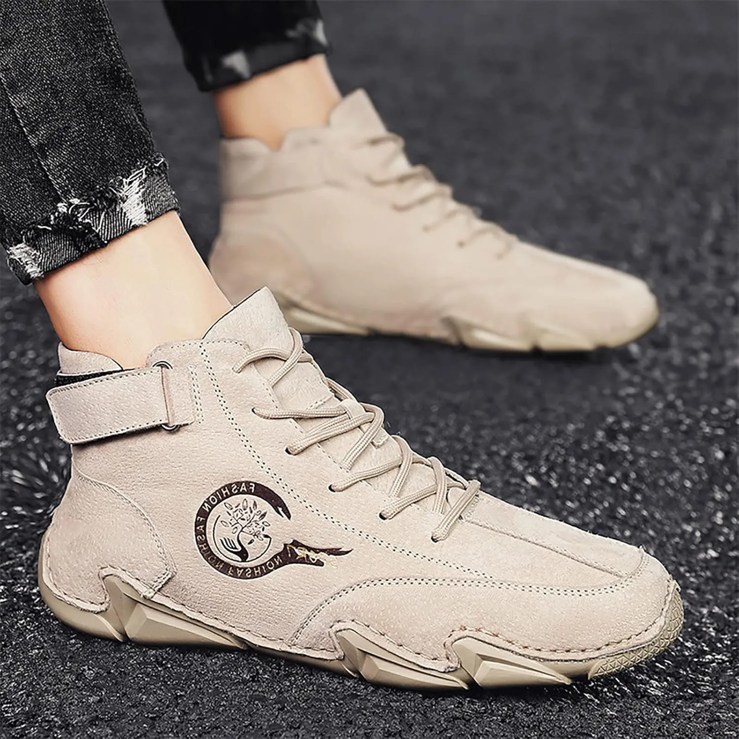Men's High Top Hiking Shoes Lace Up Round Toe Athletic Sneaker Business Casual Shoes Comfort Formal Dress Shoe
