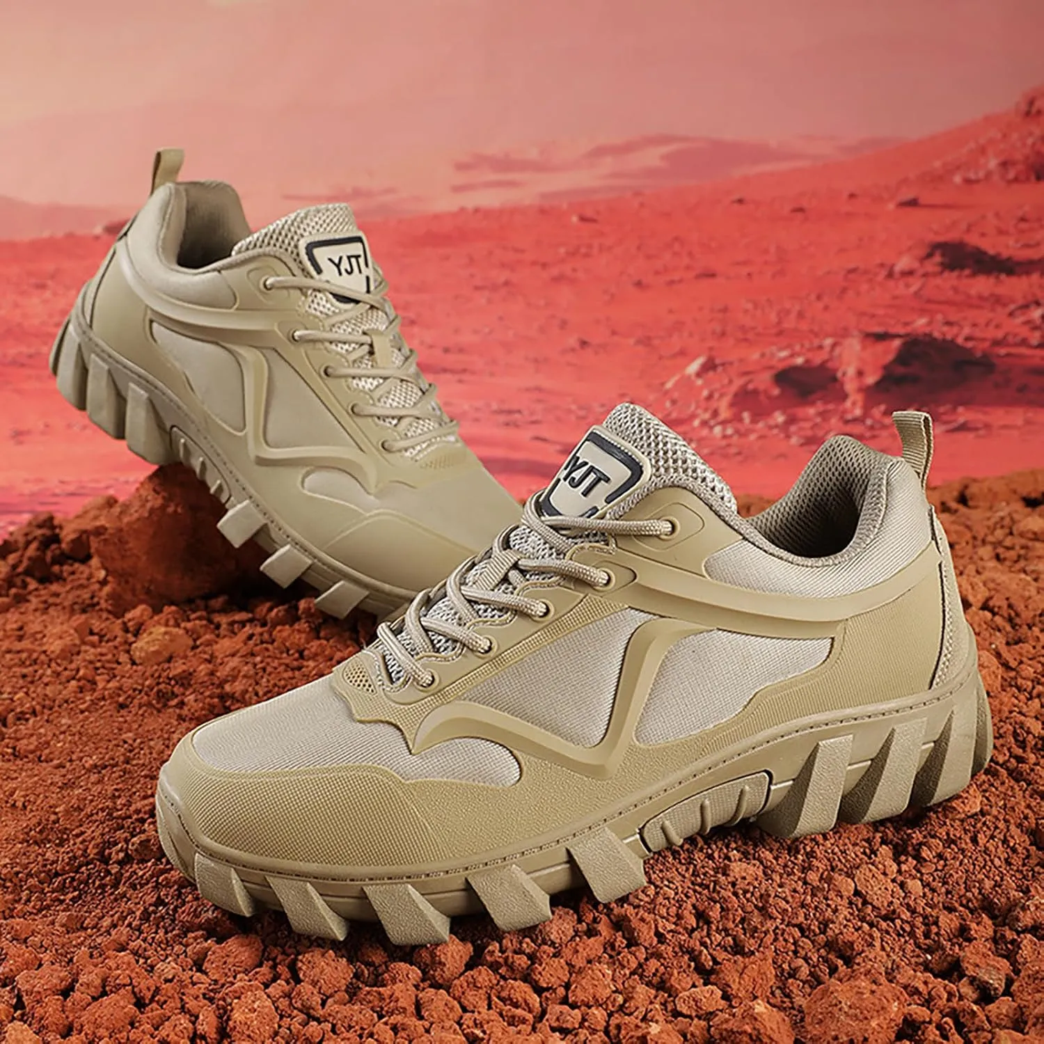 Men's Mesh Lace-Up Lightweight Outdoor Hiking Shoes Comfort Breathable Slip-On Non Slip Running Shoes Outdoor Casual Gym Tennis Sneakers