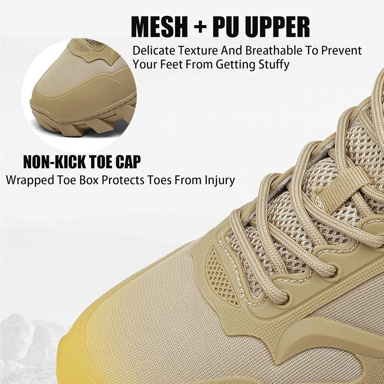 Men's Mesh Lace-Up Lightweight Outdoor Hiking Shoes Comfort Breathable Slip-On Non Slip Running Shoes Outdoor Casual Gym Tennis Sneakers