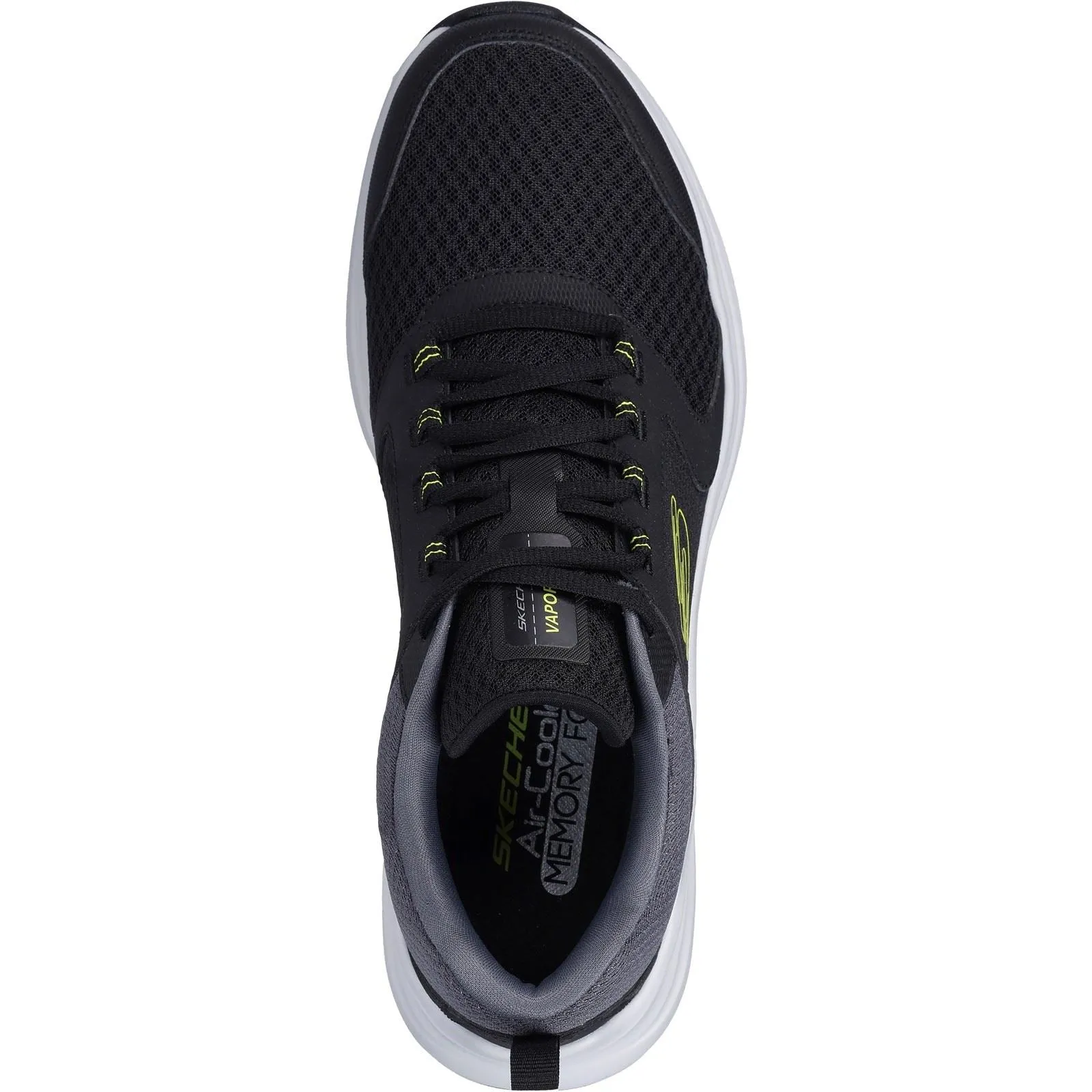 Men's Wide Fit Skechers 232628 Vapor Foam Trainers - Black/Lime