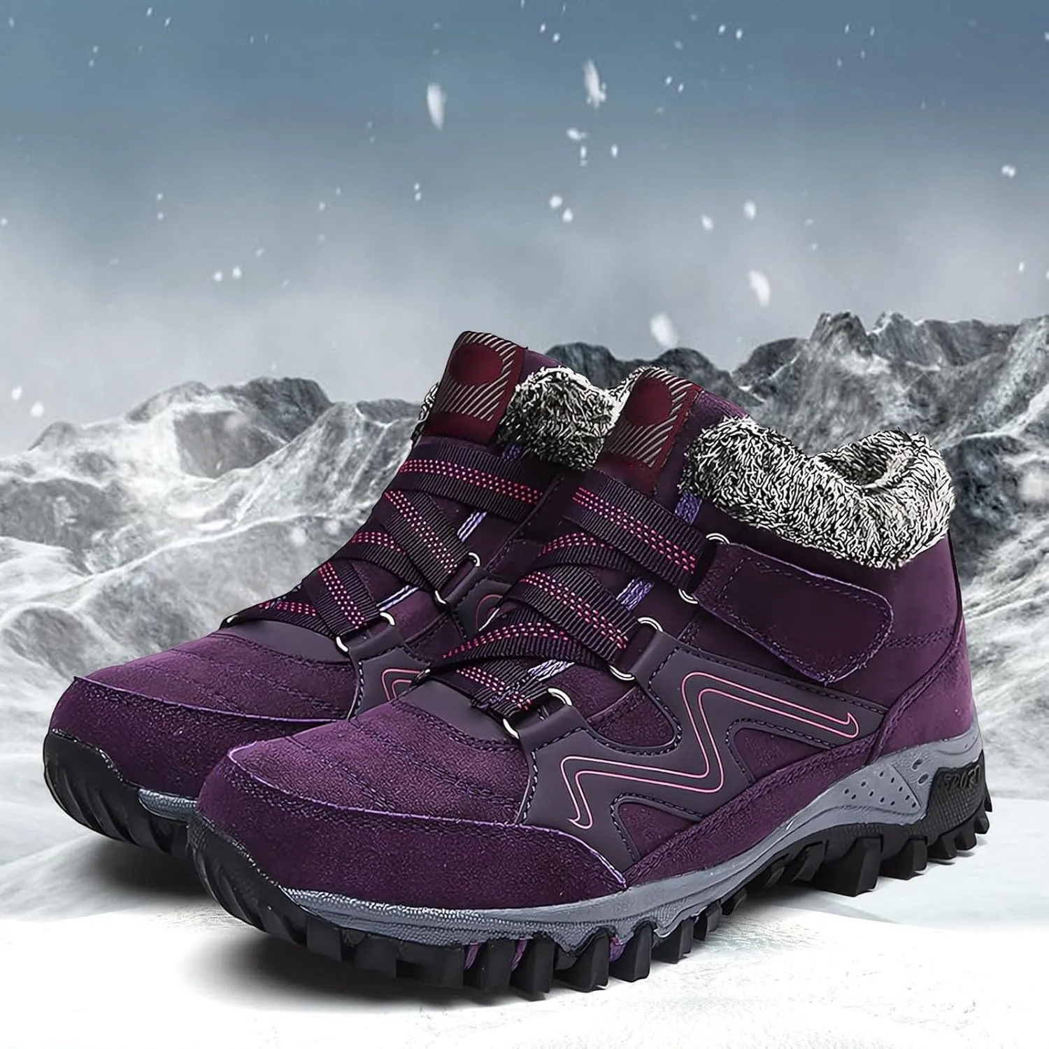 Men's Work Boots Soft Toe Hiking Sneakers Comfortable Warm Safety Shoes for Women Winter Wide Outdoor Shoes Slip on Loafers Hike Grounded Footwear