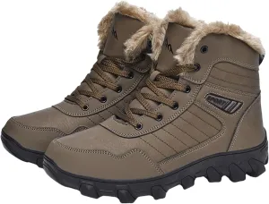Men's Work Boots Wide Width Hiking Sneakers Warm Ankle Safety Shoes for Women Steel Toe Waterproof Outdoor Shoes Leather Comfortable Hike Grounded Footwear