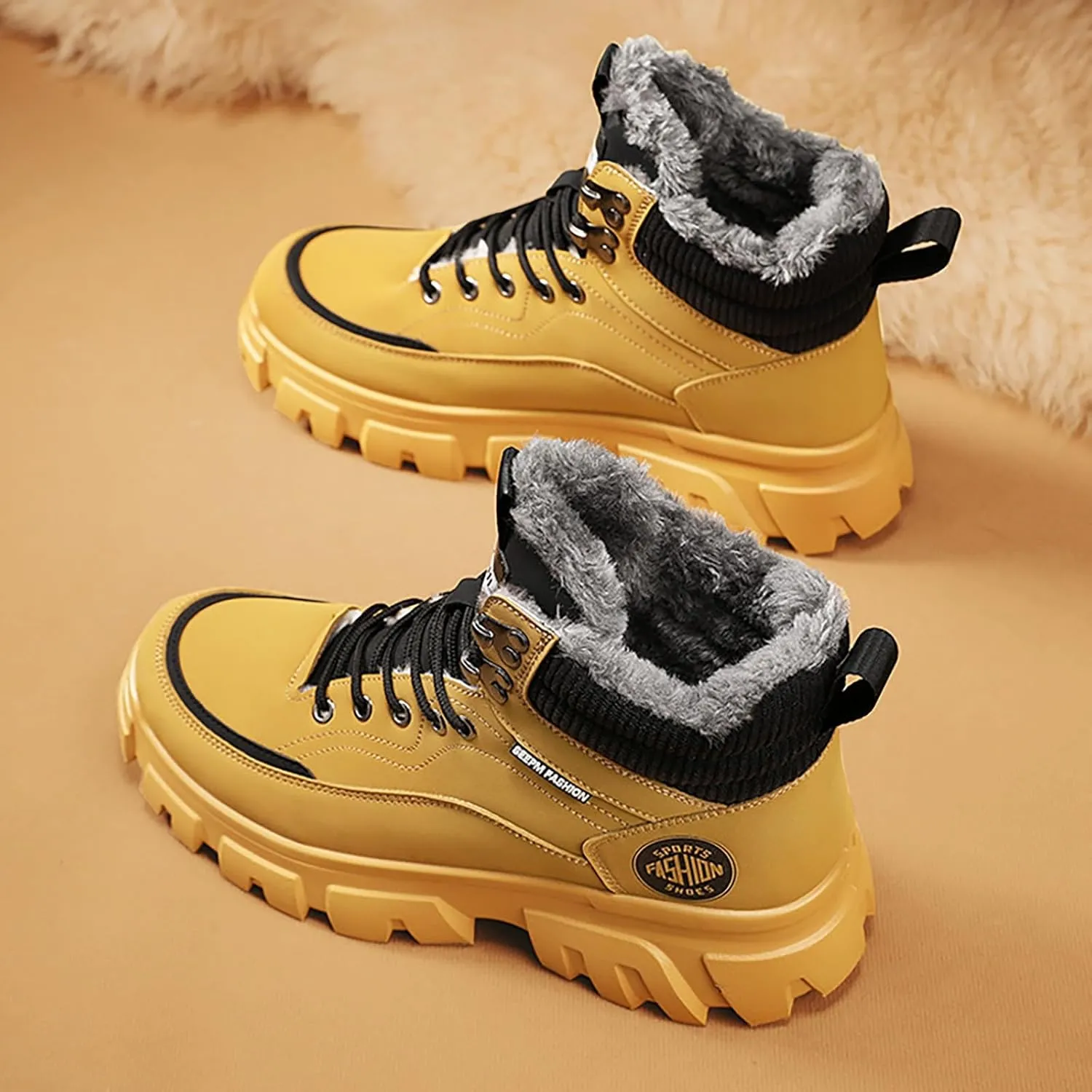Men's Work Boots Wide Width Hiking Sneakers Warm Ankle Womens Safety Toe Shoes Slip Resistant Wide Outdoor Shoes Slip on Loafers Hike Grounded Footwear