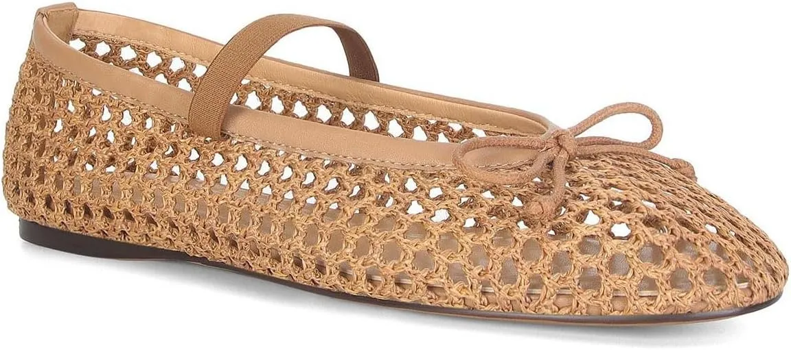 MICIFA Ballet Flats Round Toe Bow Fishnet Mary Jane Flats Dress Wedding Ballerinas Shoes
