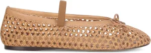 MICIFA Ballet Flats Round Toe Bow Fishnet Mary Jane Flats Dress Wedding Ballerinas Shoes