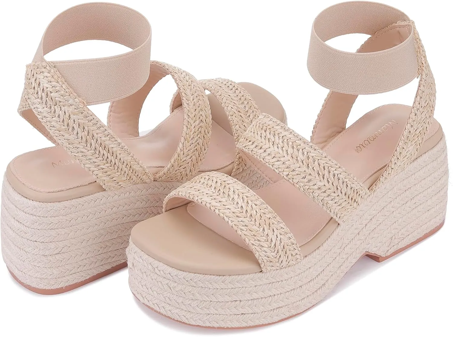 Monrovia Women's Platform Wedge Espadrille Sandals, Ankle Strap Beach Sandals