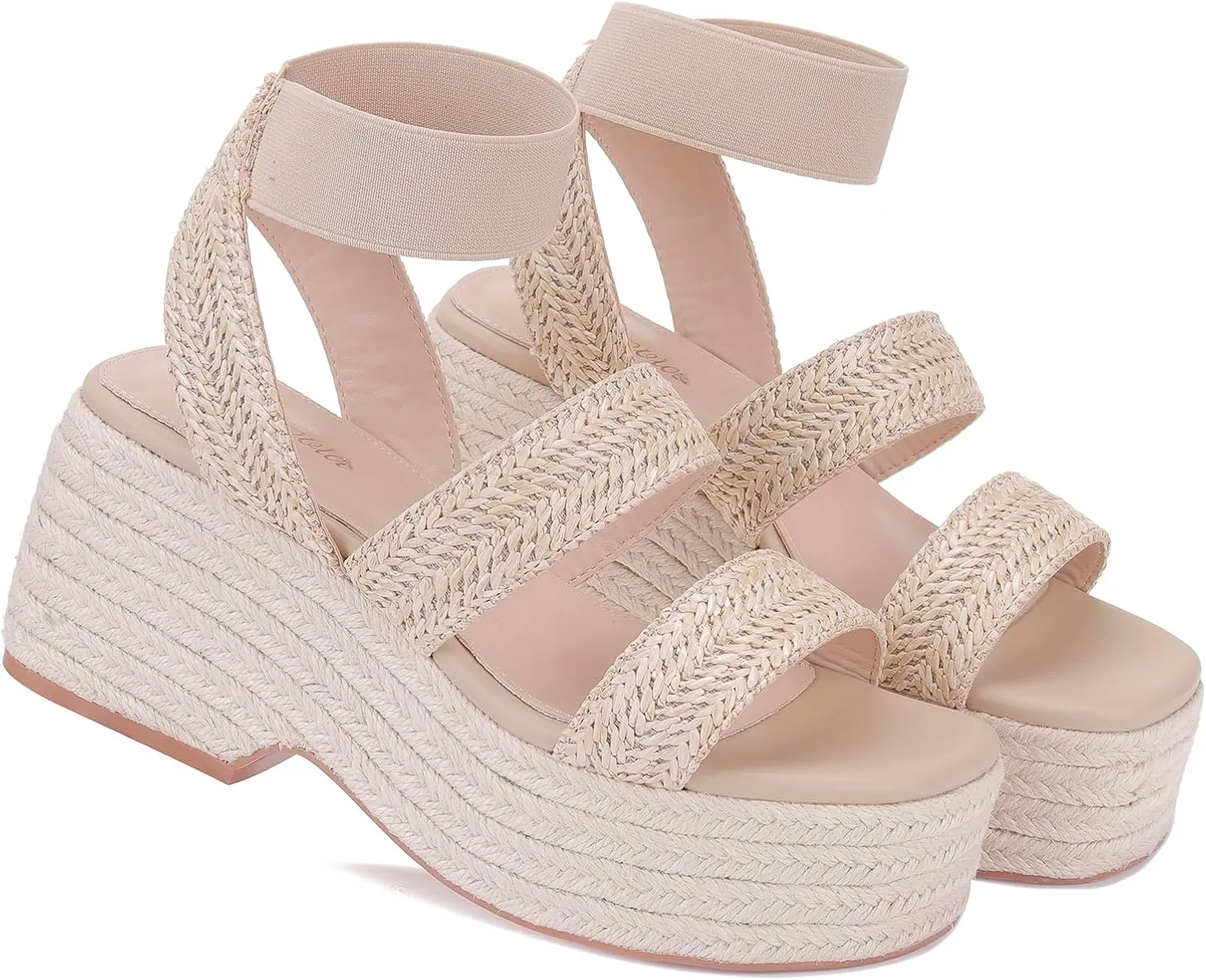 Monrovia Women's Platform Wedge Espadrille Sandals, Ankle Strap Beach Sandals
