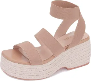 Monrovia Women's Platform Wedge Espadrille Sandals, Ankle Strap Beach Sandals