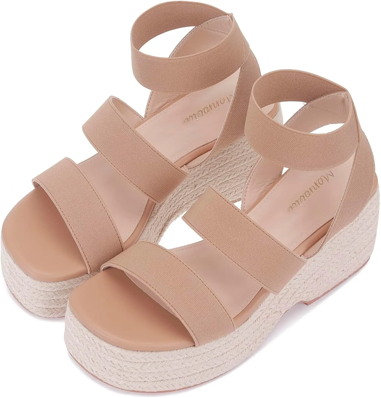 Monrovia Women's Platform Wedge Espadrille Sandals, Ankle Strap Beach Sandals