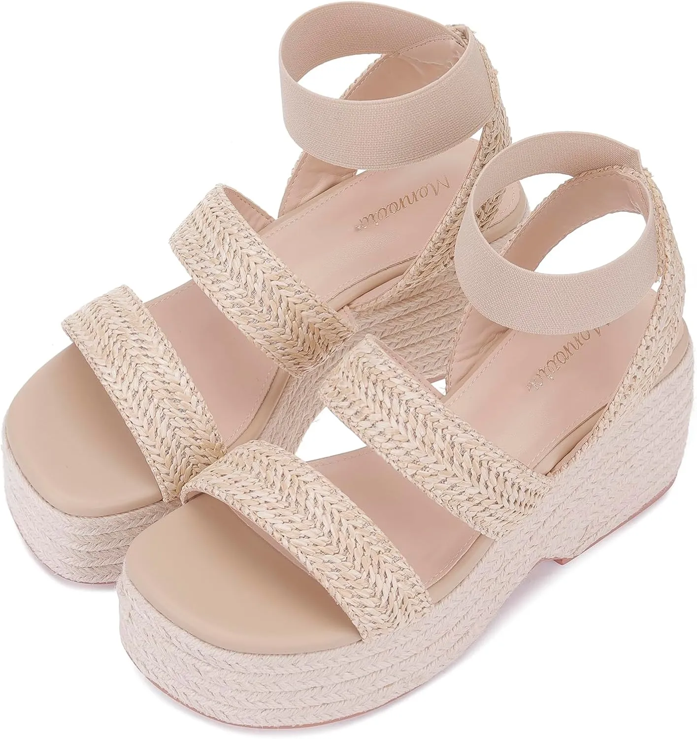 Monrovia Women's Platform Wedge Espadrille Sandals, Ankle Strap Beach Sandals