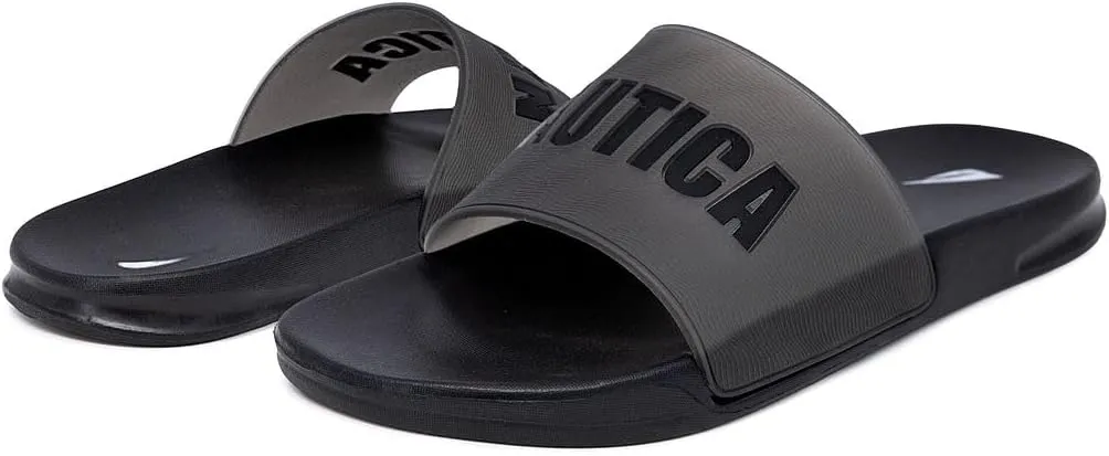 Nautica Men's Slide Sandals  Comfortable Slip-On Pool & Beach Shoes with Cushioned Footbed for Casual Wear