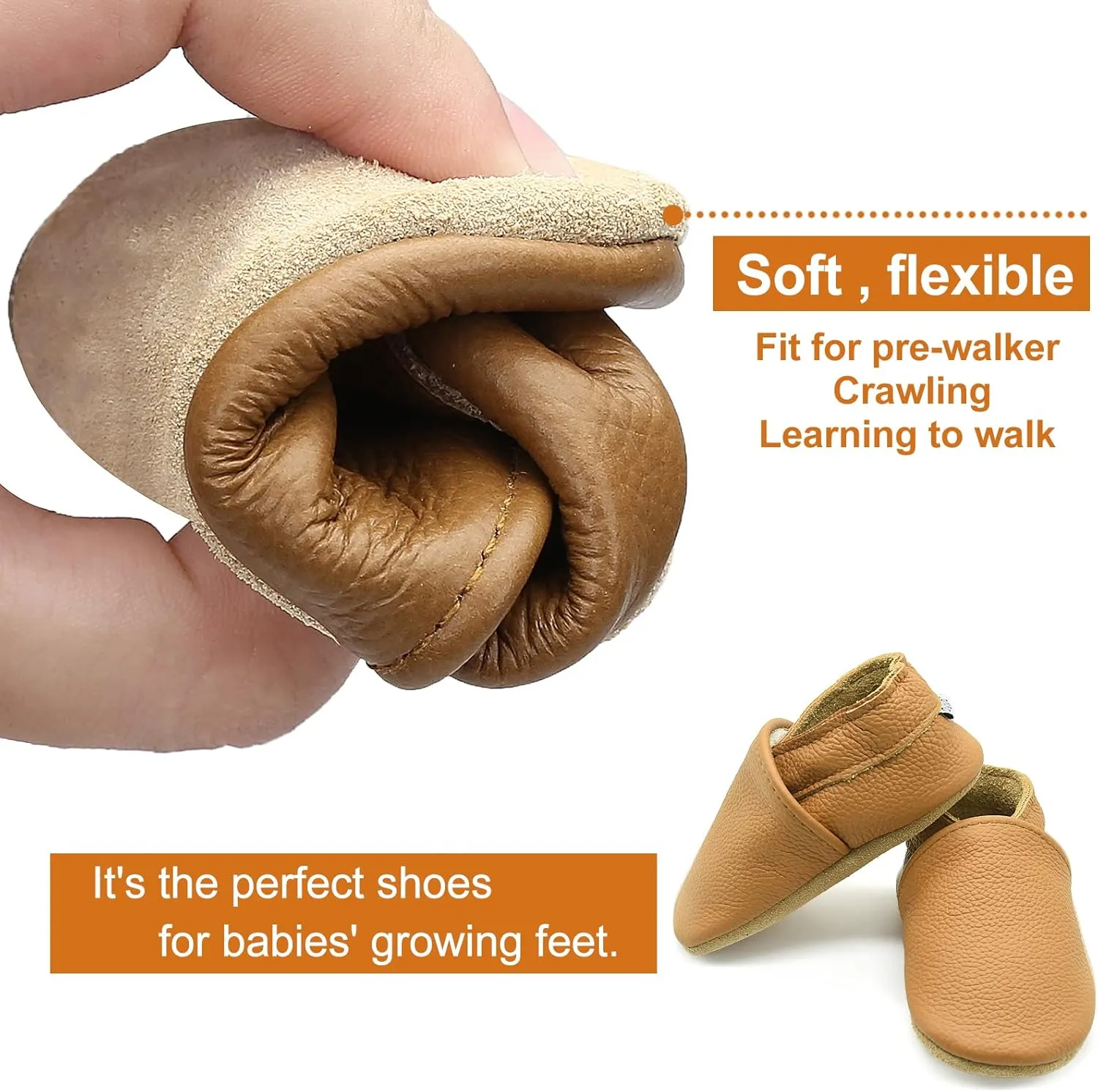 OWLOWLA Soft Sole Baby Shoes Leather Baby First Walking Crib Shoes Slip-on Baby Moccasins Infant Toddler Pre-Walker Shoes for Boy Girl