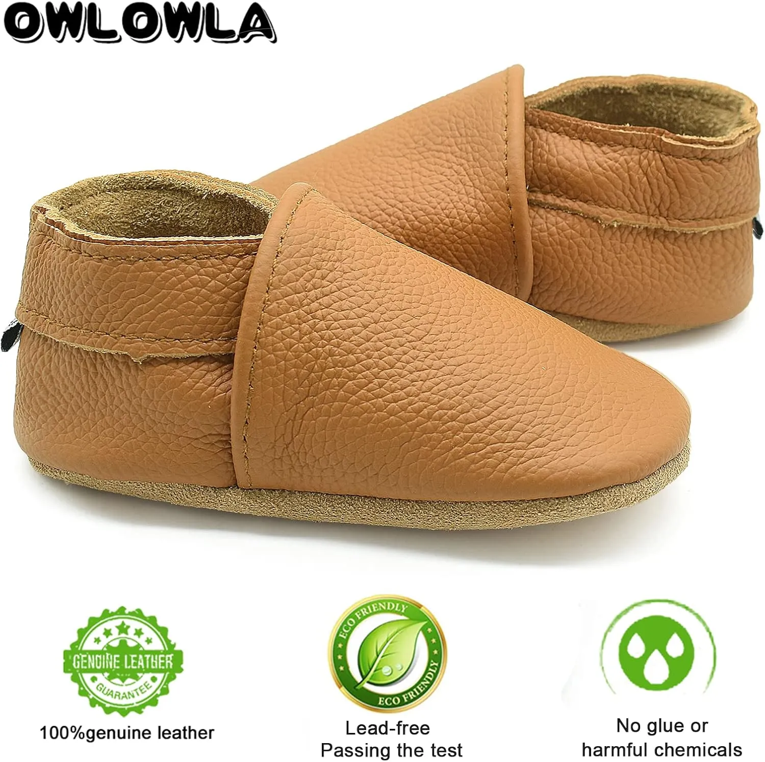 OWLOWLA Soft Sole Baby Shoes Leather Baby First Walking Crib Shoes Slip-on Baby Moccasins Infant Toddler Pre-Walker Shoes for Boy Girl