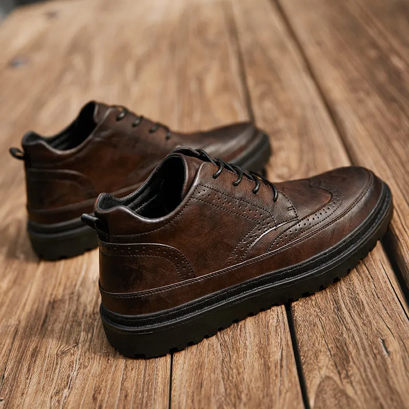Retro High-Top Leather Shoes