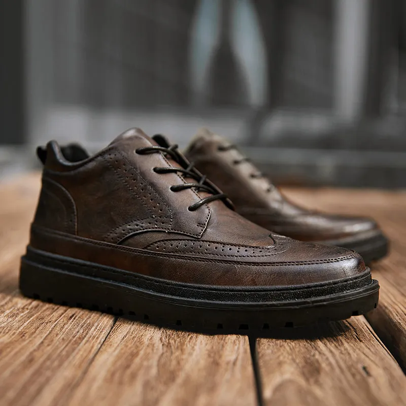 Retro High-Top Leather Shoes