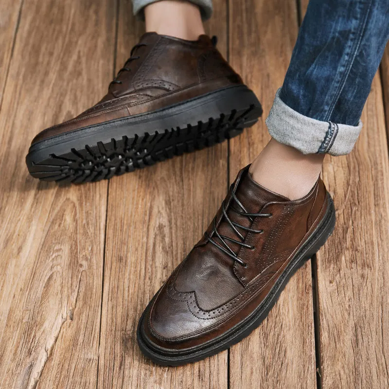 Retro High-Top Leather Shoes