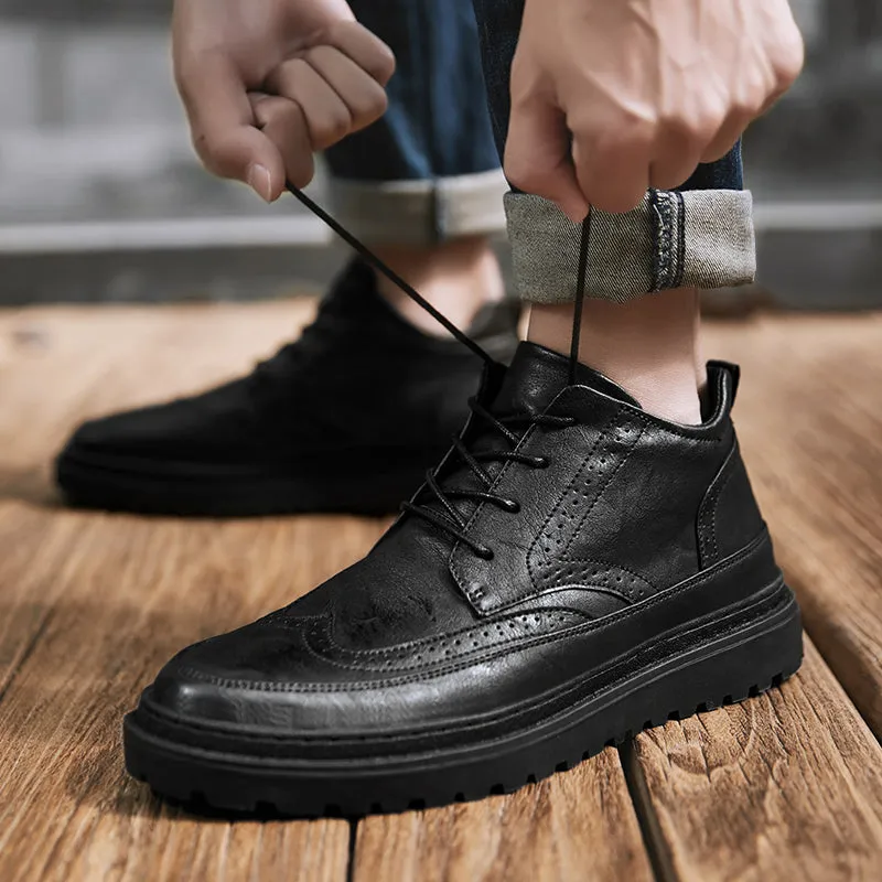Retro High-Top Leather Shoes