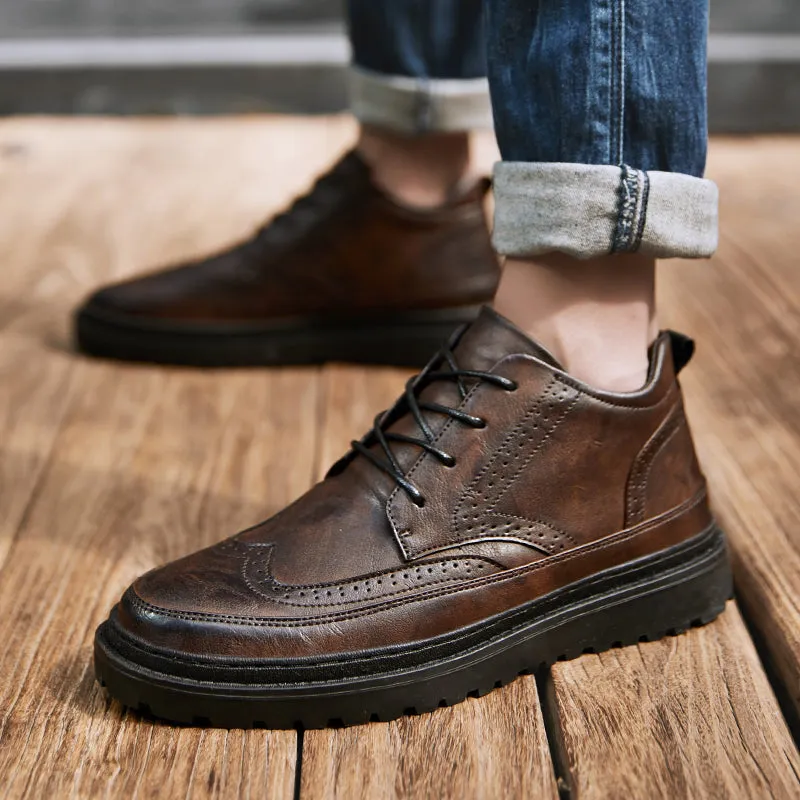 Retro High-Top Leather Shoes