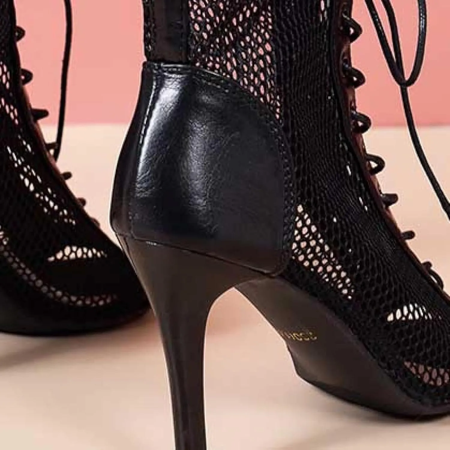 Sandals, Hollow Mesh High-heeled Women's Shoes, Summer Lace up Open Toe Boots, High Heels, Jazz Dance Women's Shoes